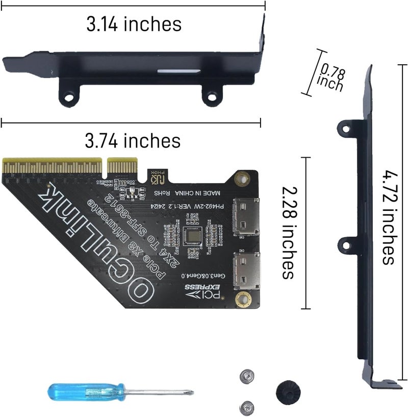 LetLinkSo Gen4 PCIe to Oculink SFF-8612 Adapter SFF-8611 External Graphics Card for GPU Dock, eGPU, NVMe SSD (PCIe x8 to Oculink) - Image 4